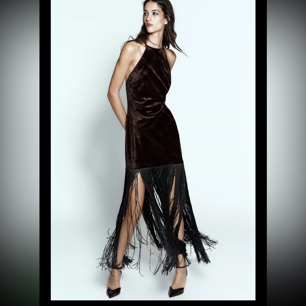 NWT Brown Fringe Dress